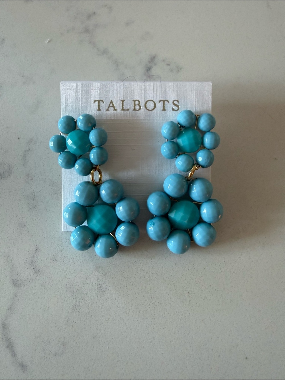 Talbots Faceted Flower Drop Turquoise Beaded Earrings